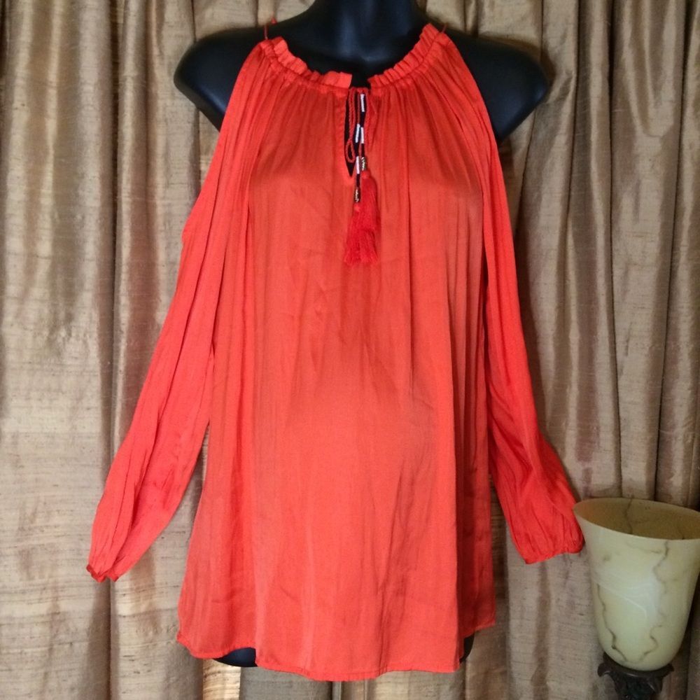 Motherhood Maternity Orange Cold Shoulder Top-NWT